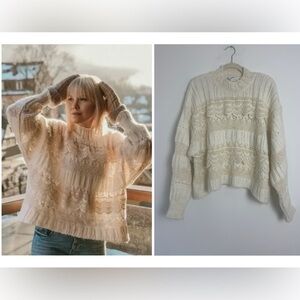 NWOT ZARA Alpaca Blend Long Sleeve Open Knit Lace Boho Blogger Favorite Sweater
